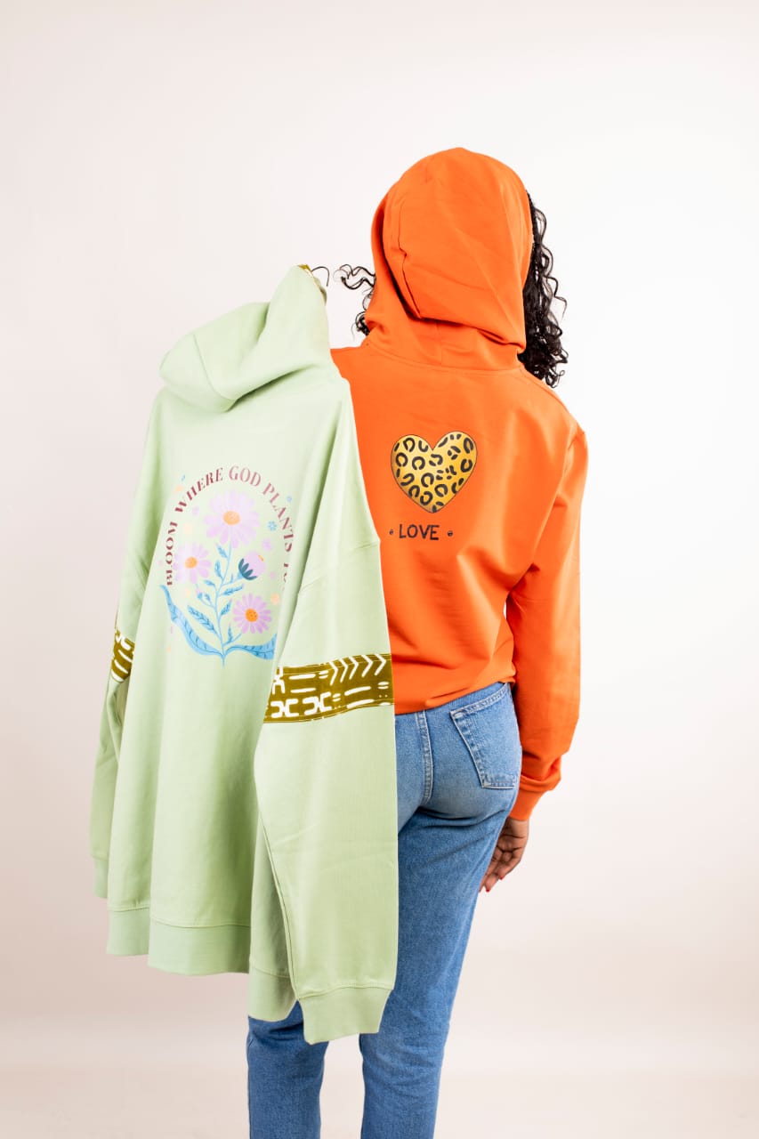 Hoodie Vert Menthe – Femme Africaine & Wax Doré