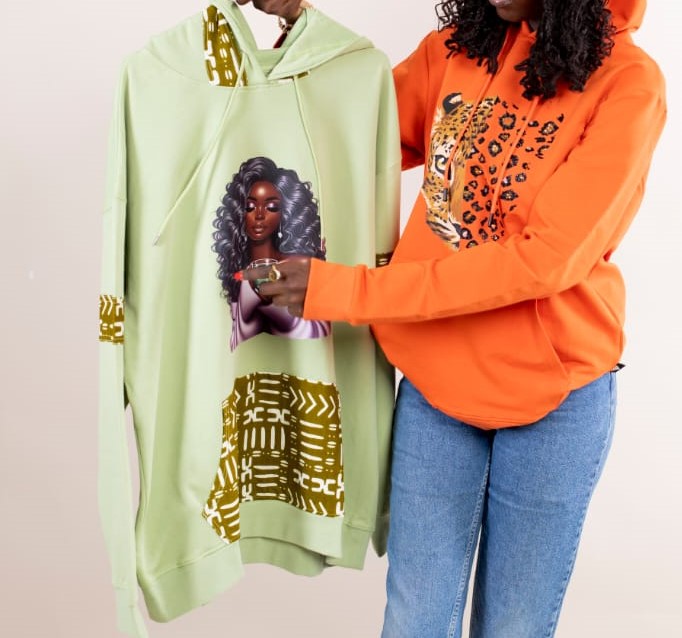 Hoodie Vert Menthe – Femme Africaine & Wax Doré
