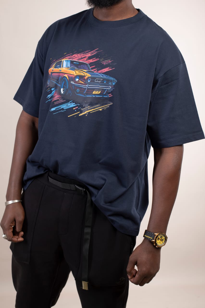T-shirt Oversize Bleu Marine – Mustang Sublimation
