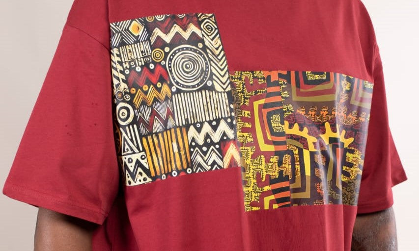 T-shirt Oversize Rouge Bordeaux – Mosaïque Africaine