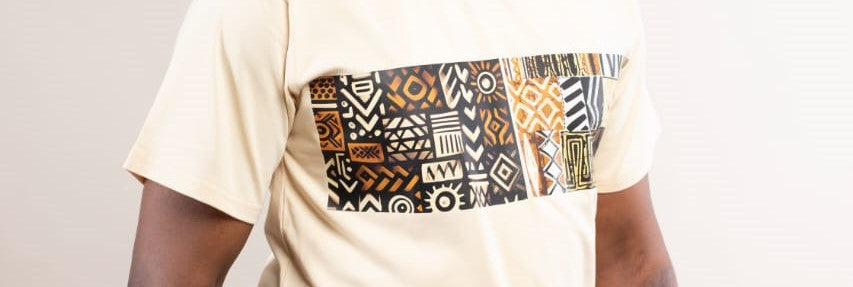 T-shirt Beige Crème – Motifs Mudcloth Africains