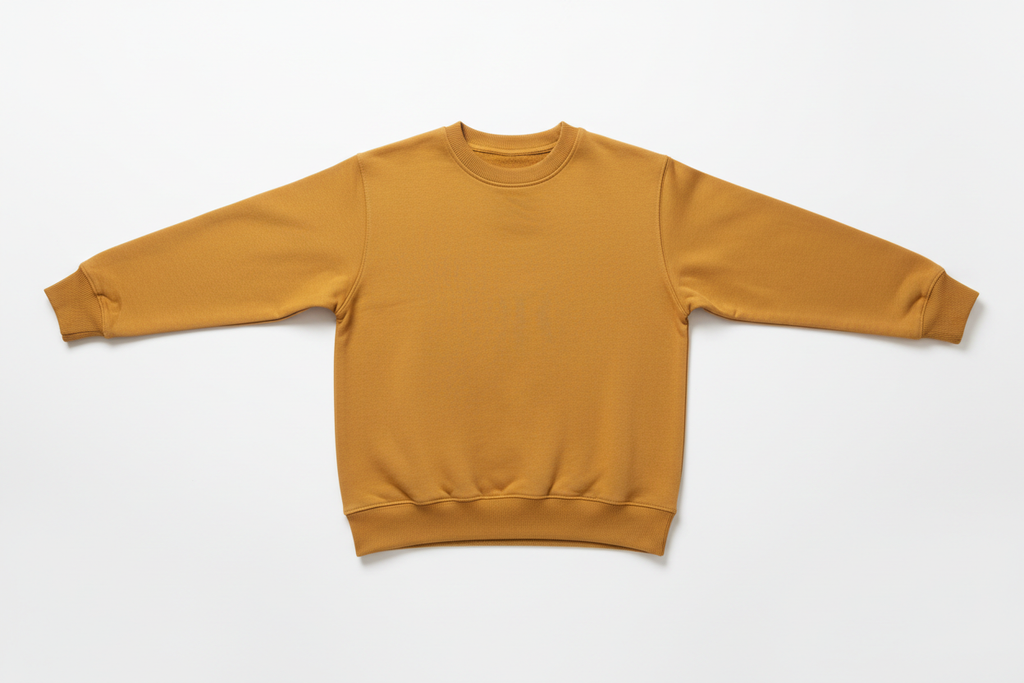 Pull Col Rond Jaune Moutarde 3XL — manches dépliées