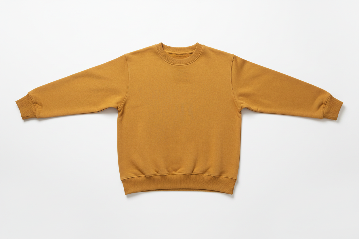 Pull Col Rond Jaune Moutarde 3XL — manches dépliées