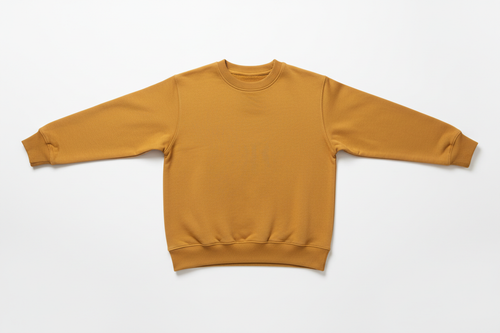 Pull Col Rond Jaune Moutarde 3XL — manches dépliées