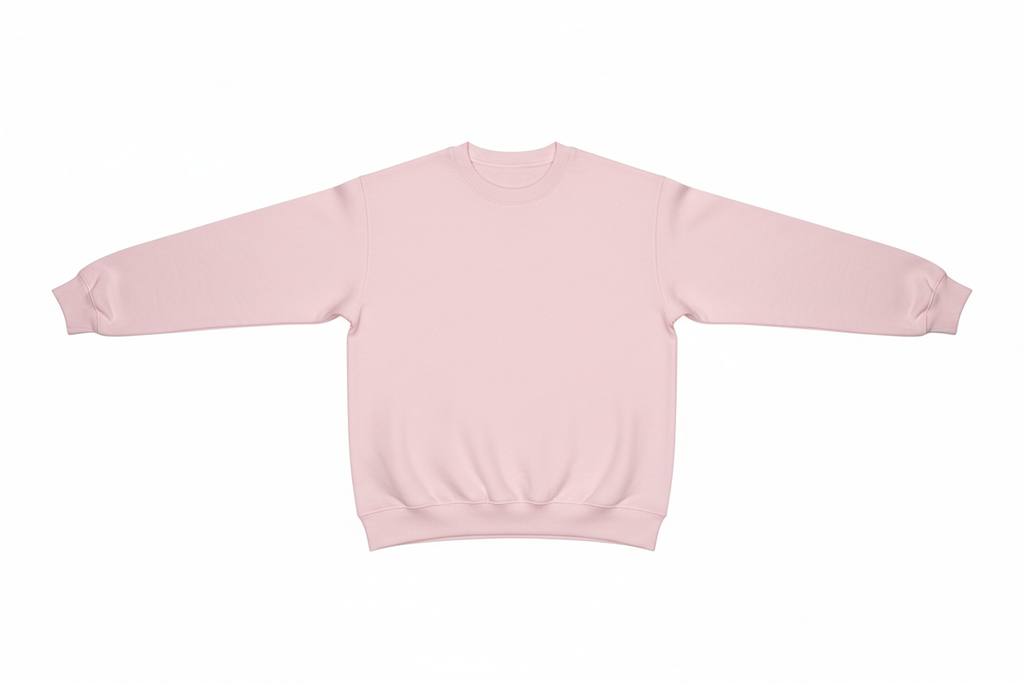 Pull Col Rond Rose Poudré 3XL — manches dépliées