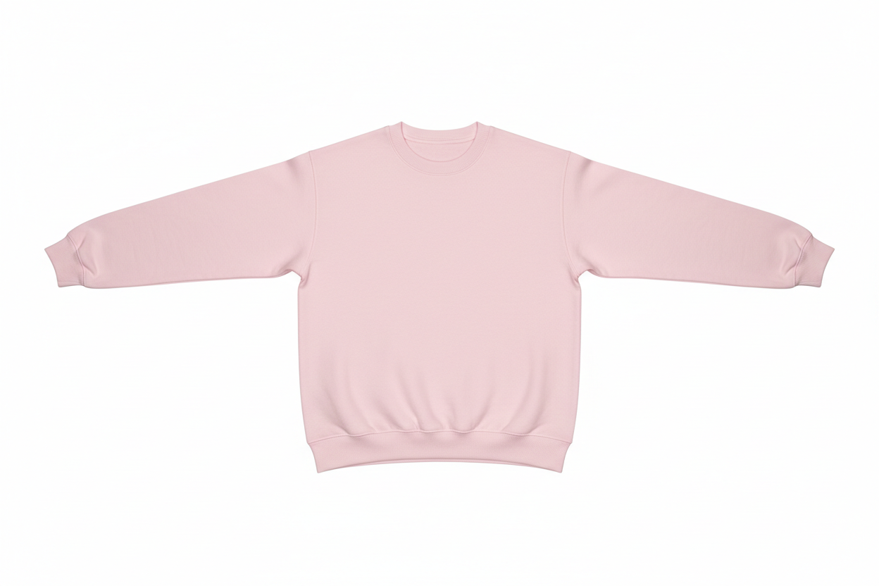 Pull Col Rond Rose Poudré 3XL — manches dépliées