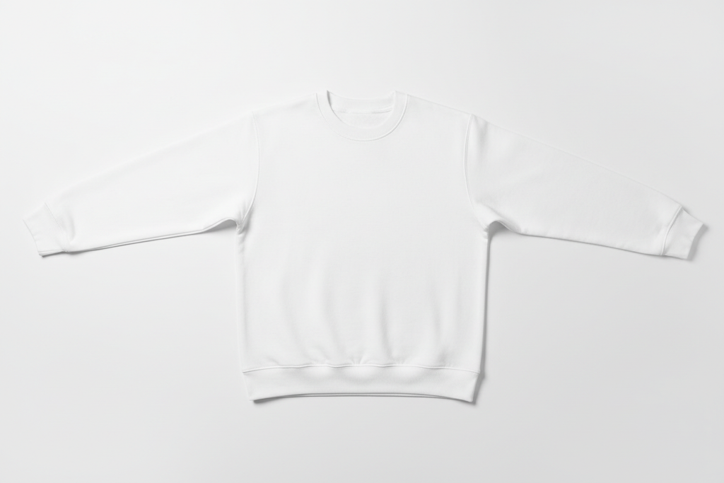 Pull Col Rond Blanc 2XL — manches dépliées