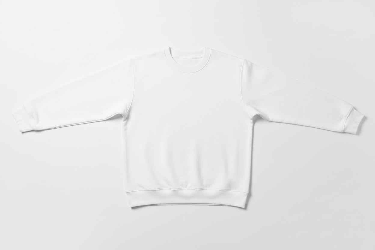 Pull Col Rond Blanc 2XL — manches dépliées