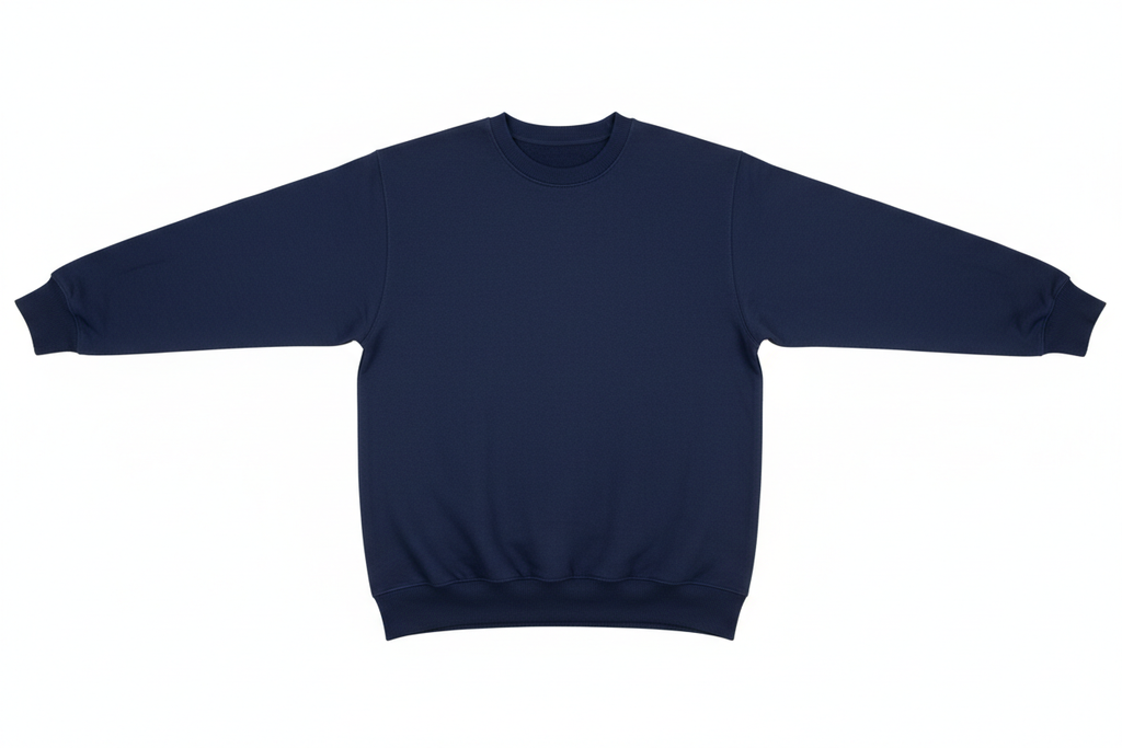 Pull Col Rond Bleu Marine 3XL — manches dépliées