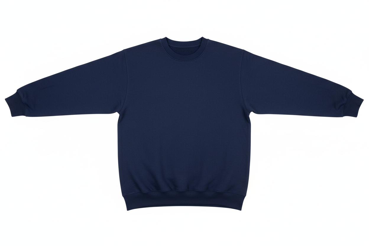Pull Col Rond Bleu Marine 3XL — manches dépliées